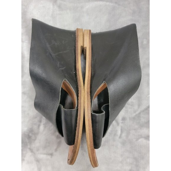 J. Jill Open Toe Criss Cross Strap Wedge Size 7.5 Black Leather Slip On Sandals - Picture 7 of 8
